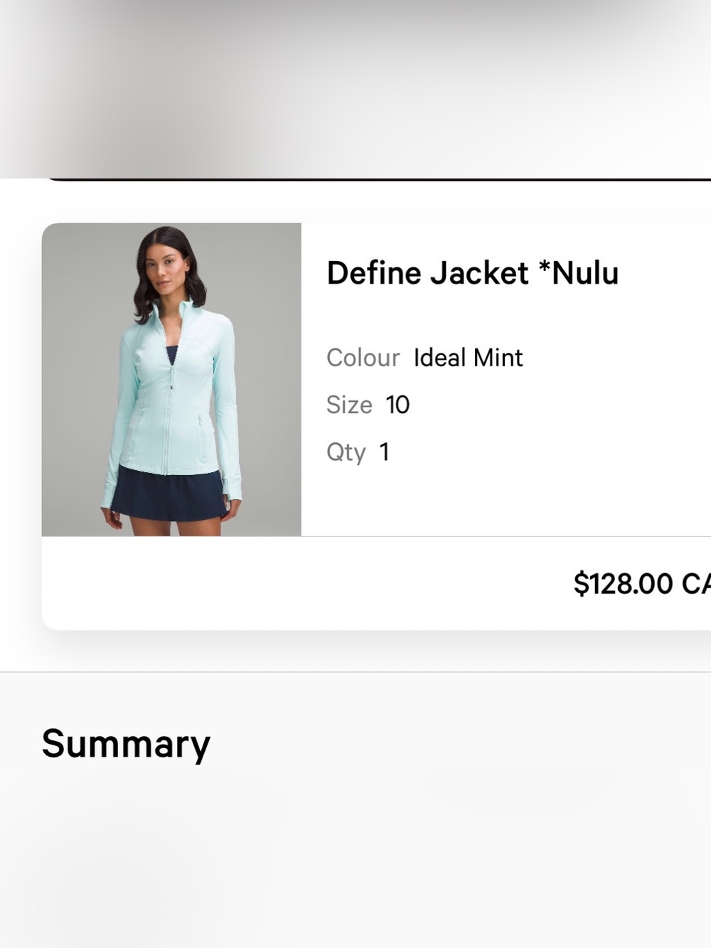 lululemon Define Jacket in Ideal Mint (light aqua)
